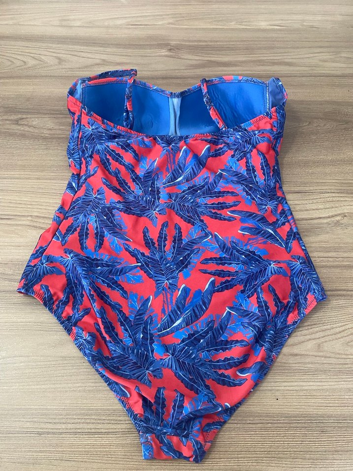 Mavi Desenli Strappy Kadın Mayo - Görsel 5