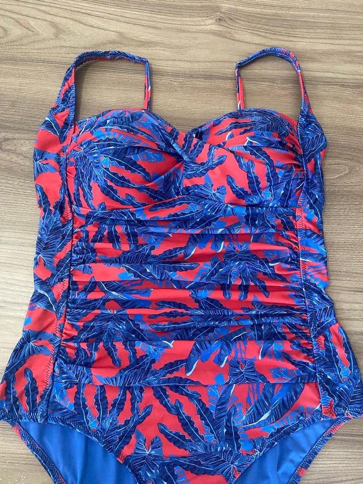 Mavi Desenli Strappy Kadın Mayo - Görsel 2