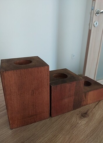 Beden 3lü kütük tealight mumluk