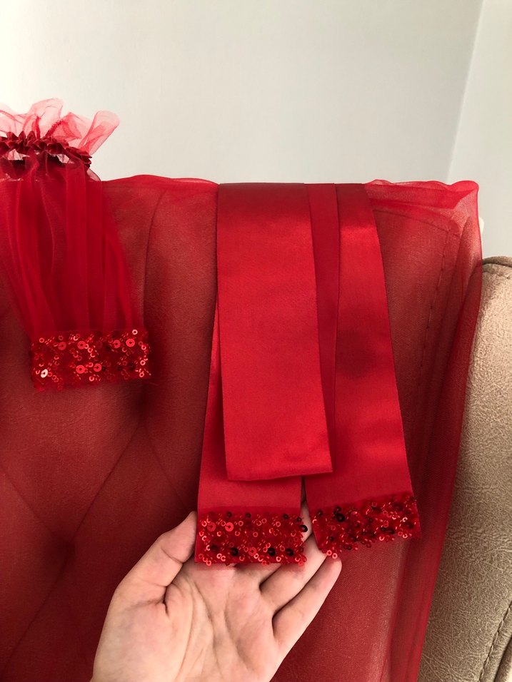 Kırmızı Taşlı Gelin Duvak Seti - Görsel 4