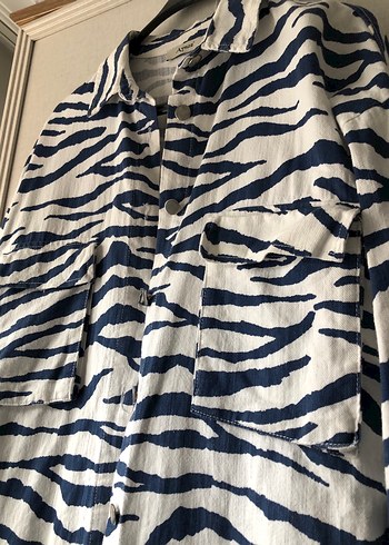 Düğmeli Zebra Desenli Ceket - Görsel 2