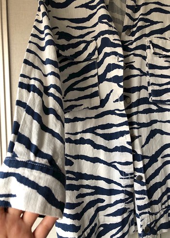 Düğmeli Zebra Desenli Ceket - Görsel 4