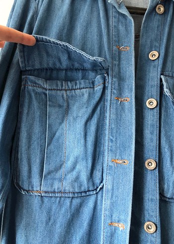 Düğmeli Kadın Kot Ceket - Görsel 3