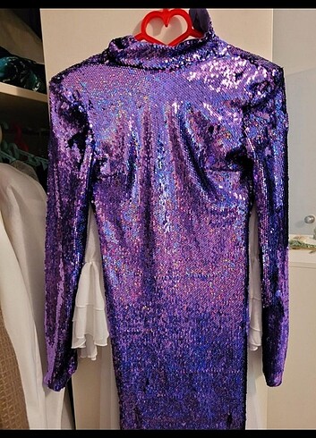 s Beden mor Renk Bershka pullu elbise