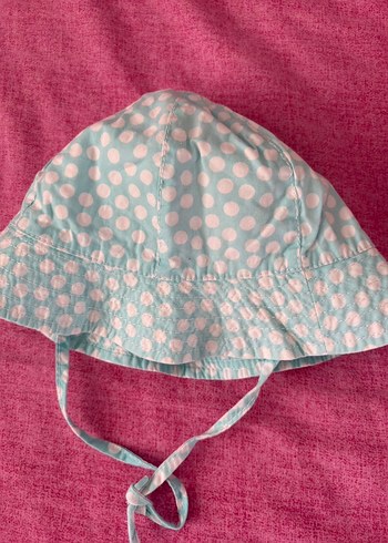 Puantiye Desenli Turkuaz Fırfırlı Çocuk Şapkası - Görsel 2