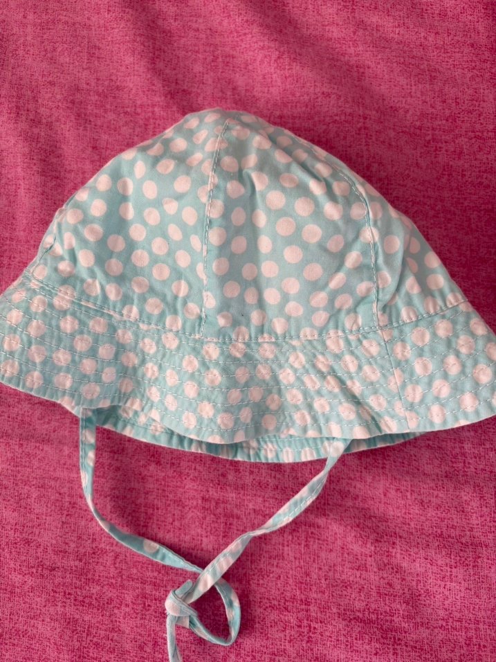 Puantiye Desenli Turkuaz Fırfırlı Çocuk Şapkası - Görsel 2