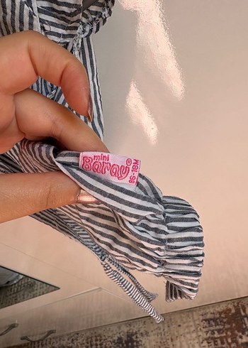 Kız Çocuk Gri Çizgili Keten Bolero - Görsel 2