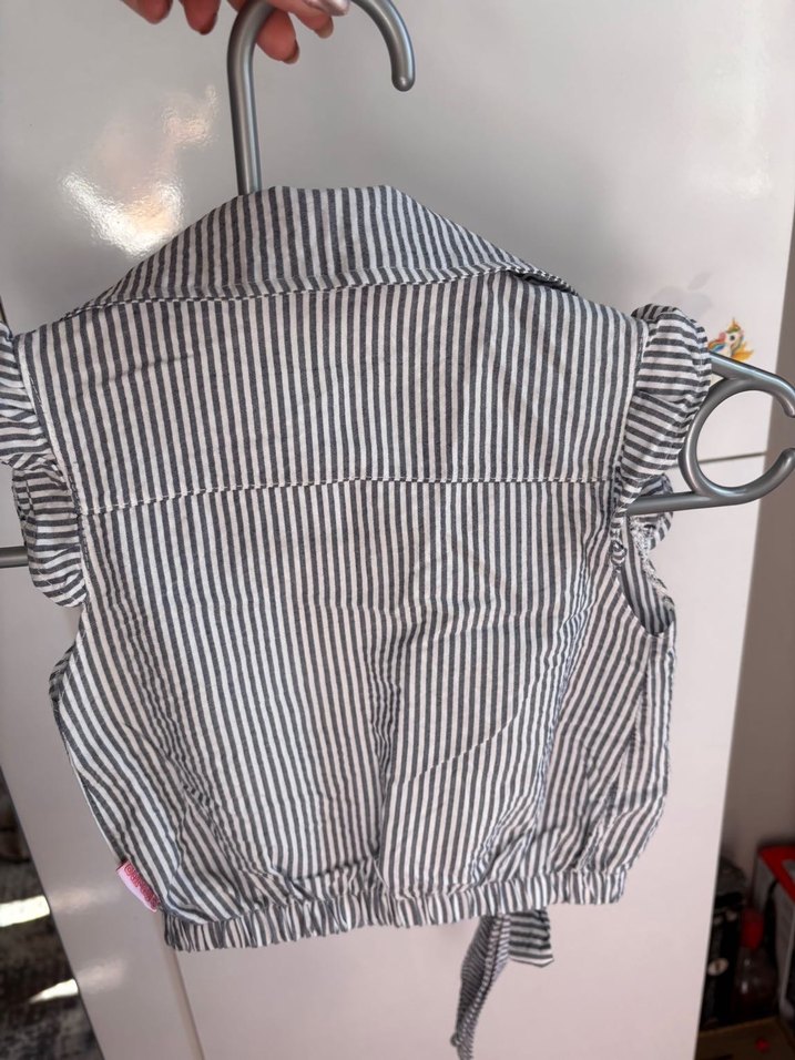 Kız Çocuk Gri Çizgili Keten Bolero - Görsel 3