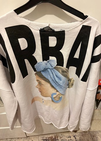 Baskılı Beyaz Kadın Sweatshirt - Görsel 3