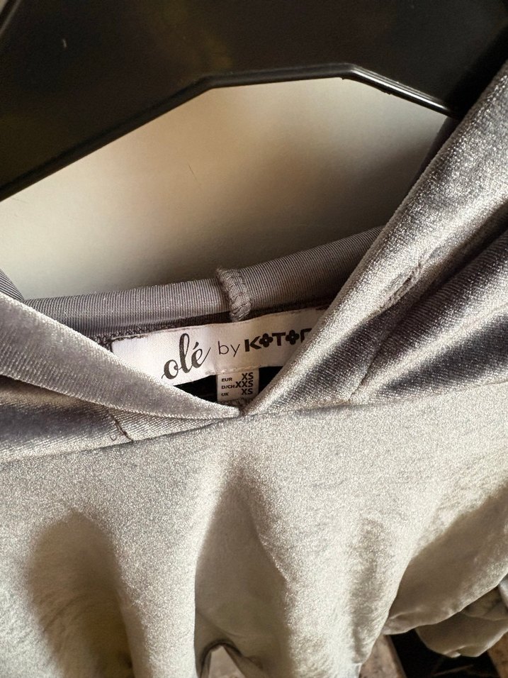 Gri Kadın Kapüşonlu Salaş Sweatshirt - Görsel 2