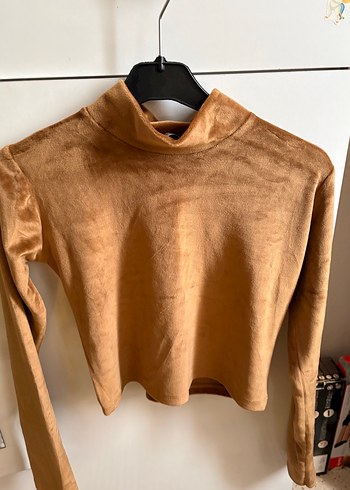 Kadın Kahverengi Süet Boğazlı Kazak - Görsel 2