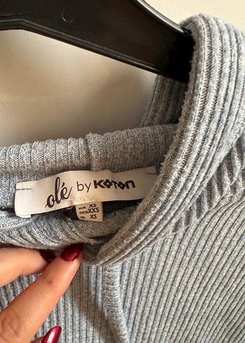 Gri Örgü Kapüşonlu Kadın Sweatshirt - Görsel 3