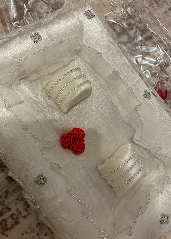 İnci İşlemeli Beyaz Düğün Tepsisi - Görsel 3