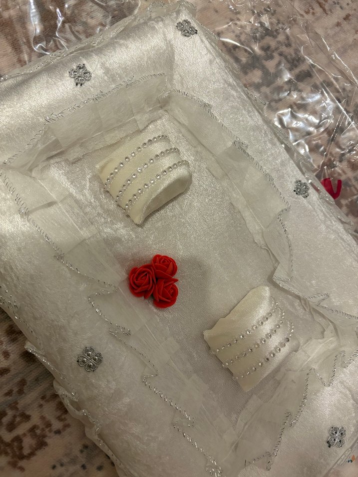 İnci İşlemeli Beyaz Düğün Tepsisi - Görsel 3