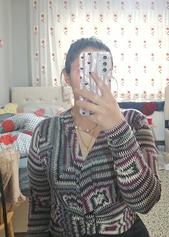 V Yaka Bağlamalı Triko Kadın Vintage elbise - Görsel 2