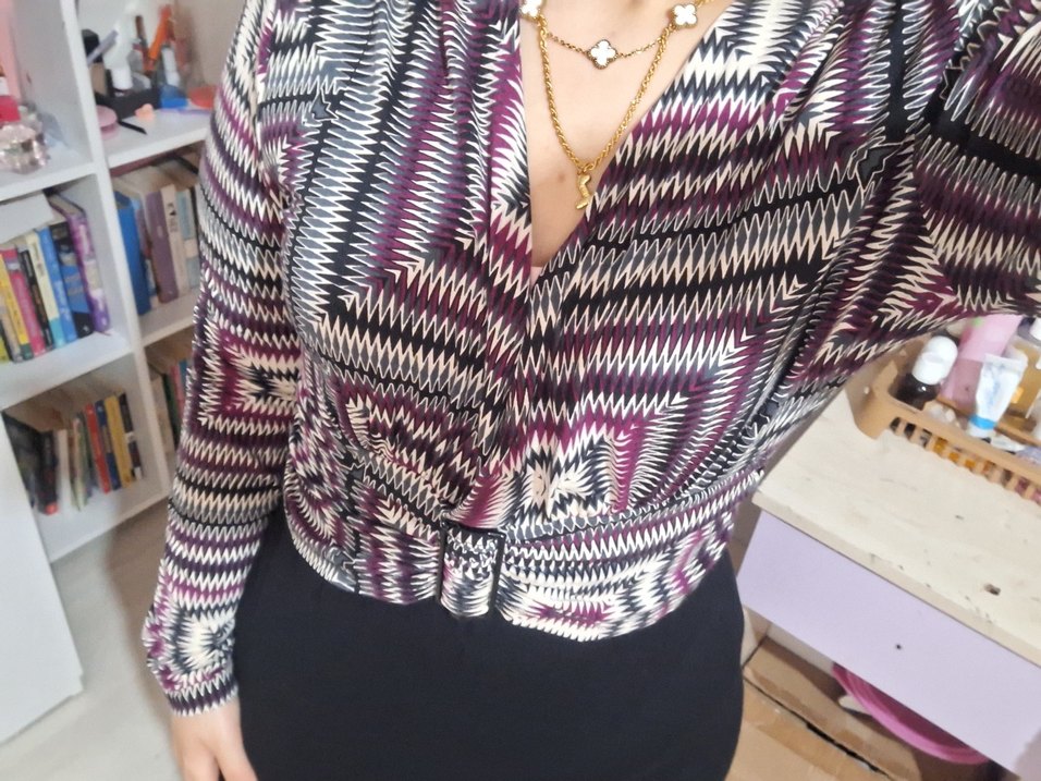 V Yaka Bağlamalı Triko Kadın Vintage elbise - Görsel 4