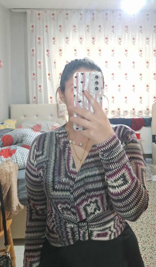 V Yaka Bağlamalı Triko Kadın Vintage elbise - Görsel 2