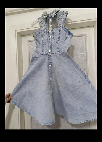 Mavi Denim Uzun Boy Straplez Elbise