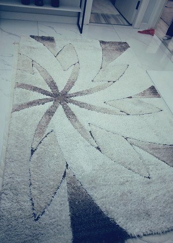 Beyaz Gri Soyut Desenli Modern Halı
