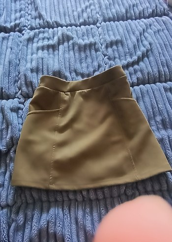 haki yeşil suet Mini Etek