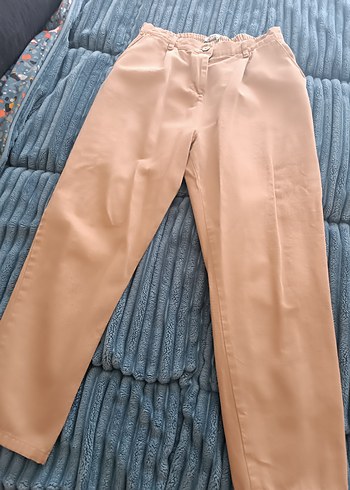 Bej Midi Kumaş Kadın Pantolon