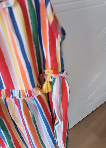 LC Waikiki Renkli Çizgili Kız Çocuk Askılı Elbise
