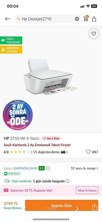 HP 2710 Wi-fi Yazıcı