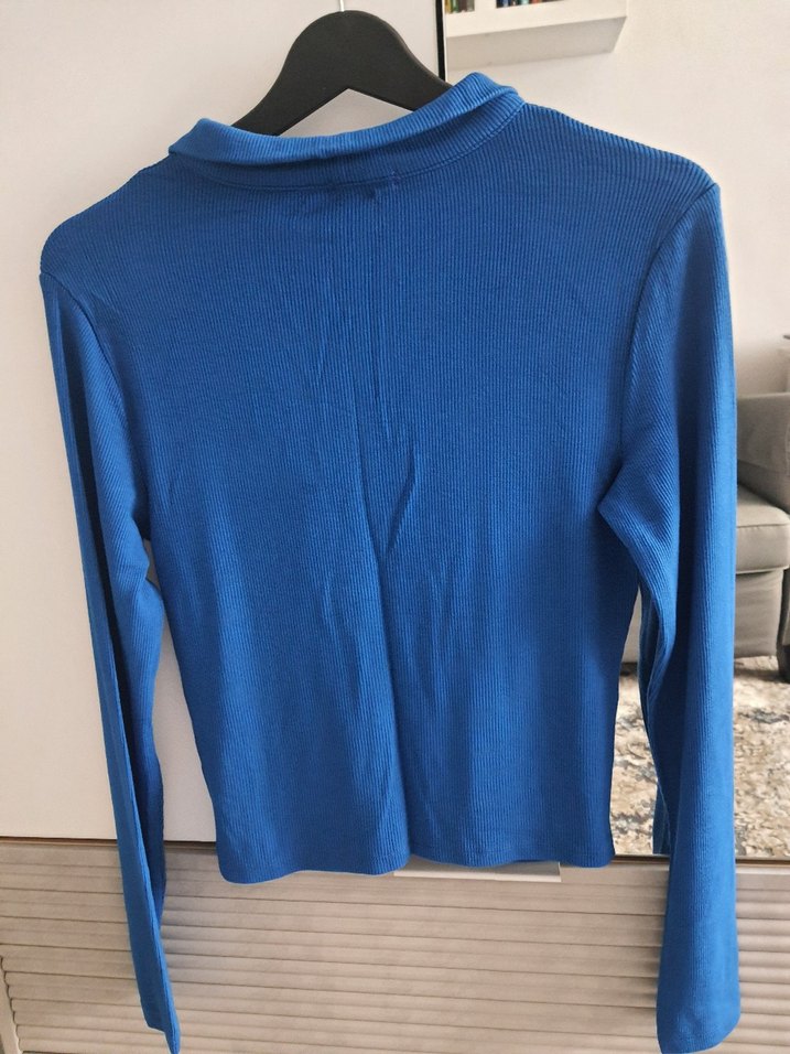 Düğmeli Lacivert Kadın Uzun Kollu Gömlek - Görsel 3