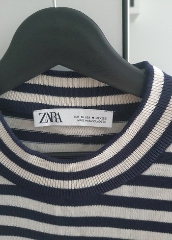 Zara Kadın Çizgili Pamuklu Triko Kazak - Görsel 2