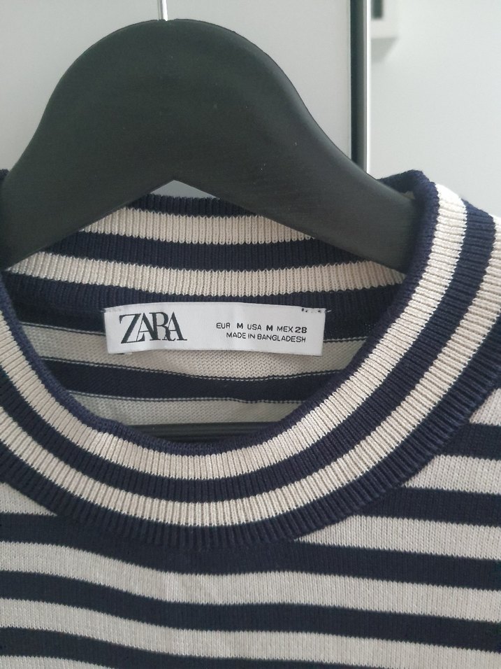 Zara Kadın Çizgili Pamuklu Triko Kazak - Görsel 2