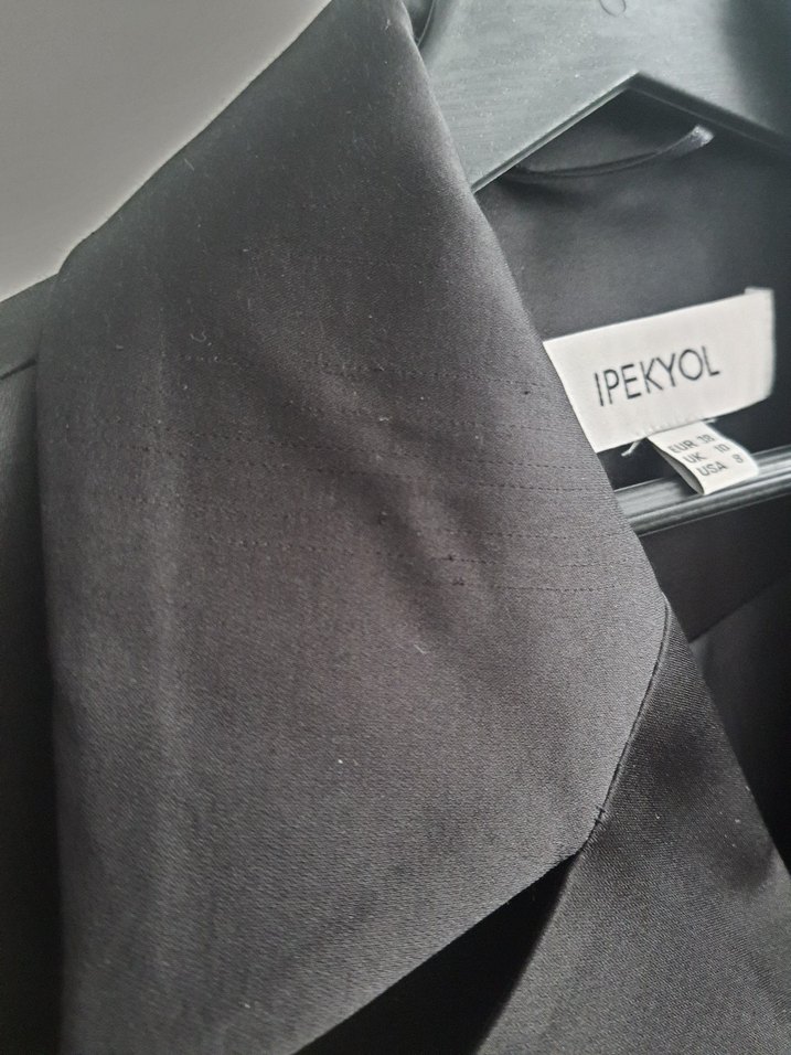 Düğmeli Siyah Midi Kadın Blazer Ceket - Görsel 3