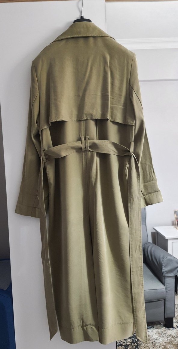 Haki Uzun Kadın Trençkot - Görsel 3