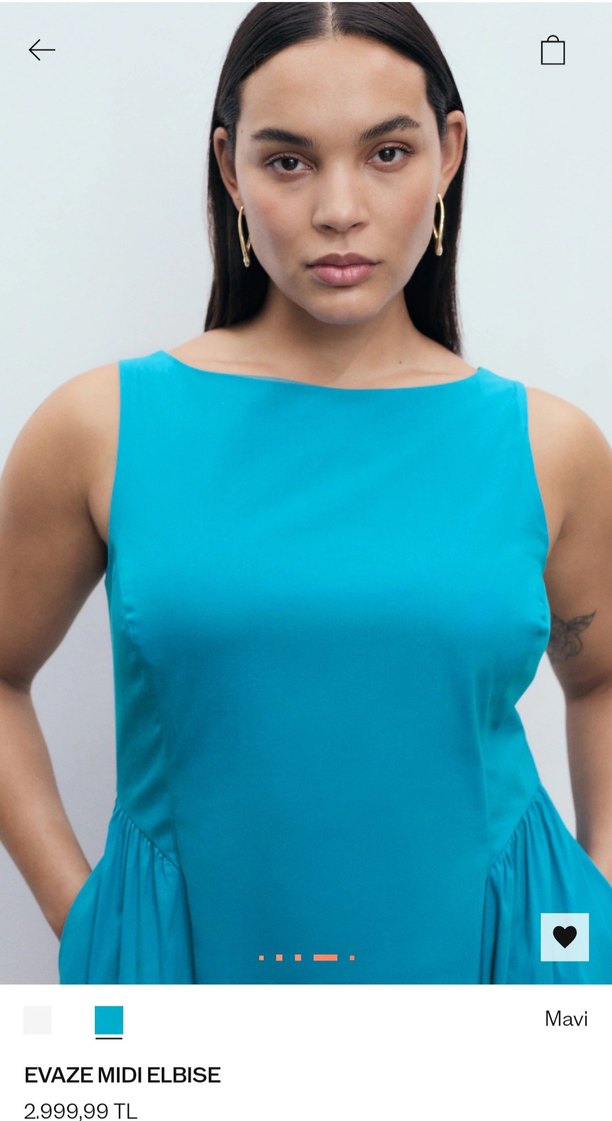 Turkuaz Midi Kolsuz Drapeli Elbise - Görsel 5