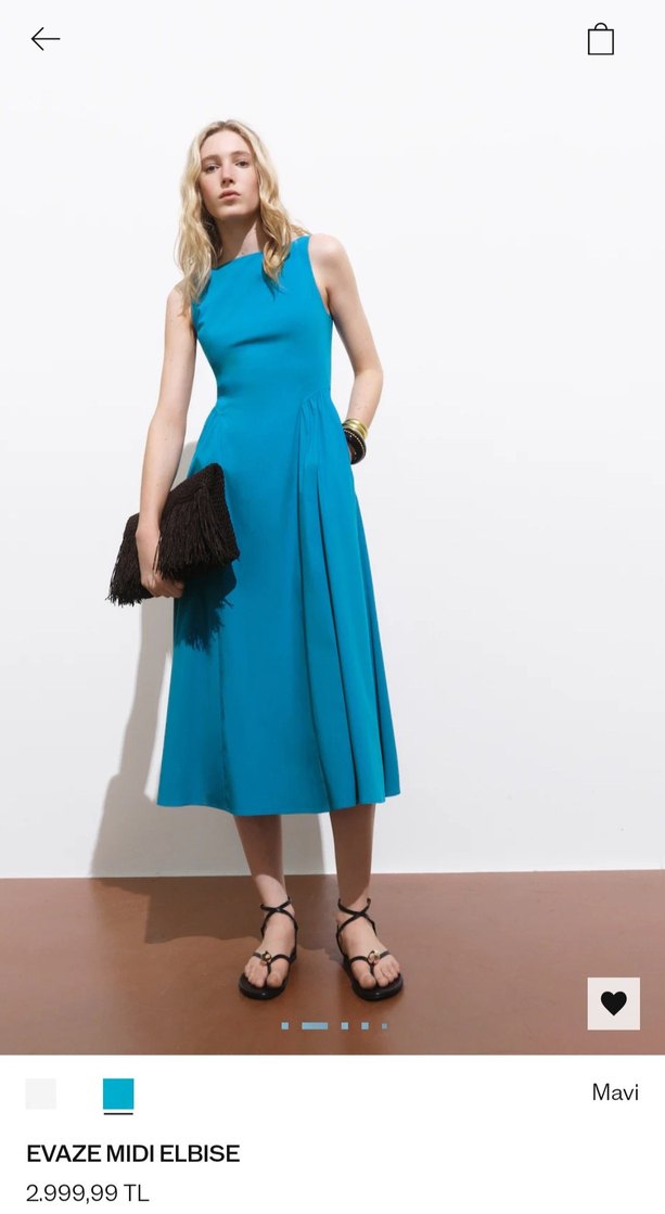 Turkuaz Midi Kolsuz Drapeli Elbise - Görsel 3