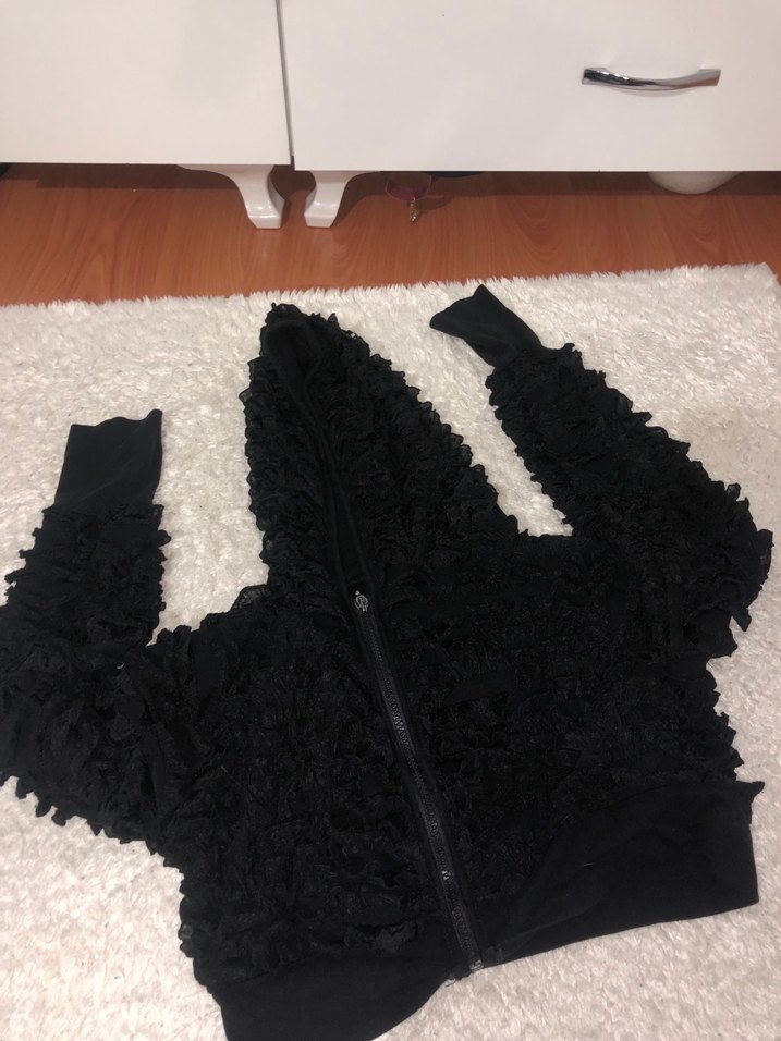 Siyah crop ceket - Görsel 2