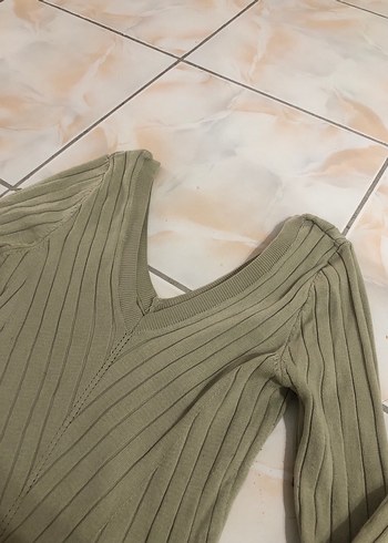 V Yaka Kadın İnce Triko Kazak - Görsel 2