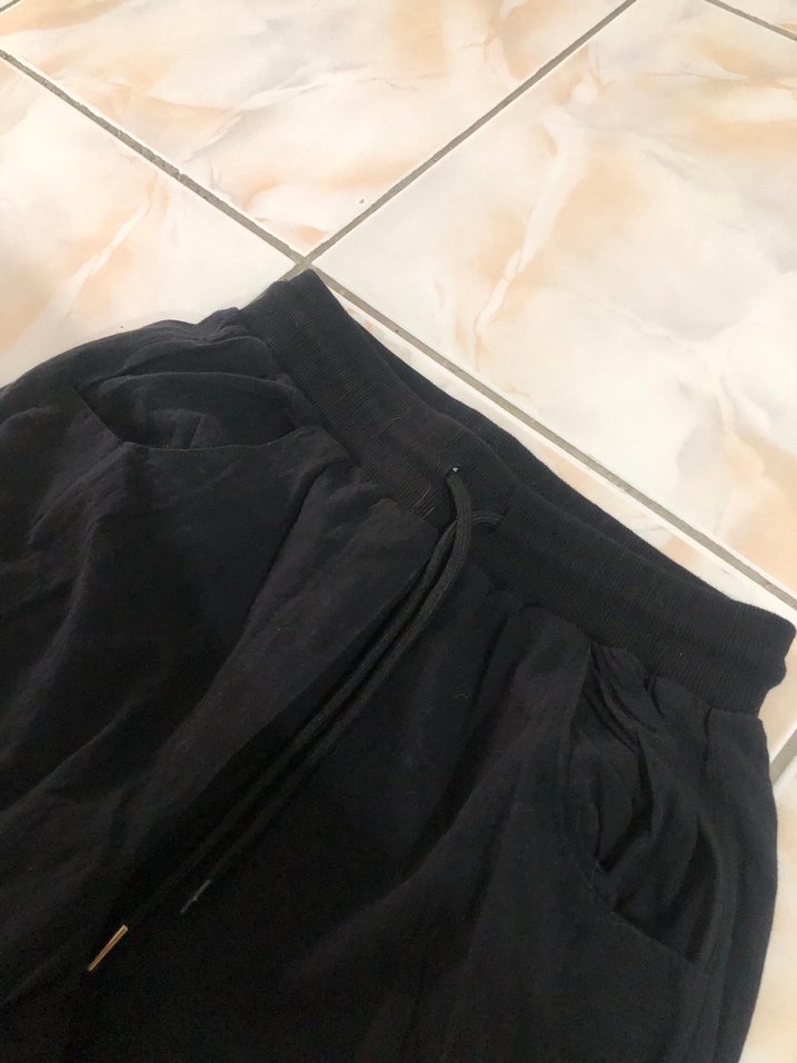 Siyah Rahat Kesim Keten Kadın Pantolon - Görsel 2