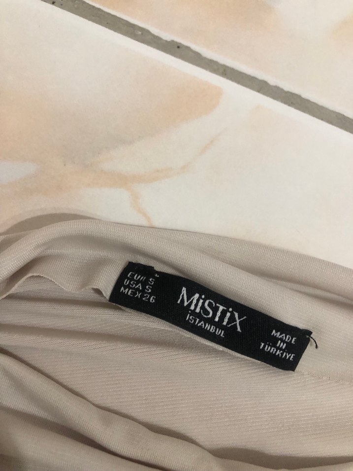 V Yaka Drapeli Bej Kolsuz Bluz - Görsel 3