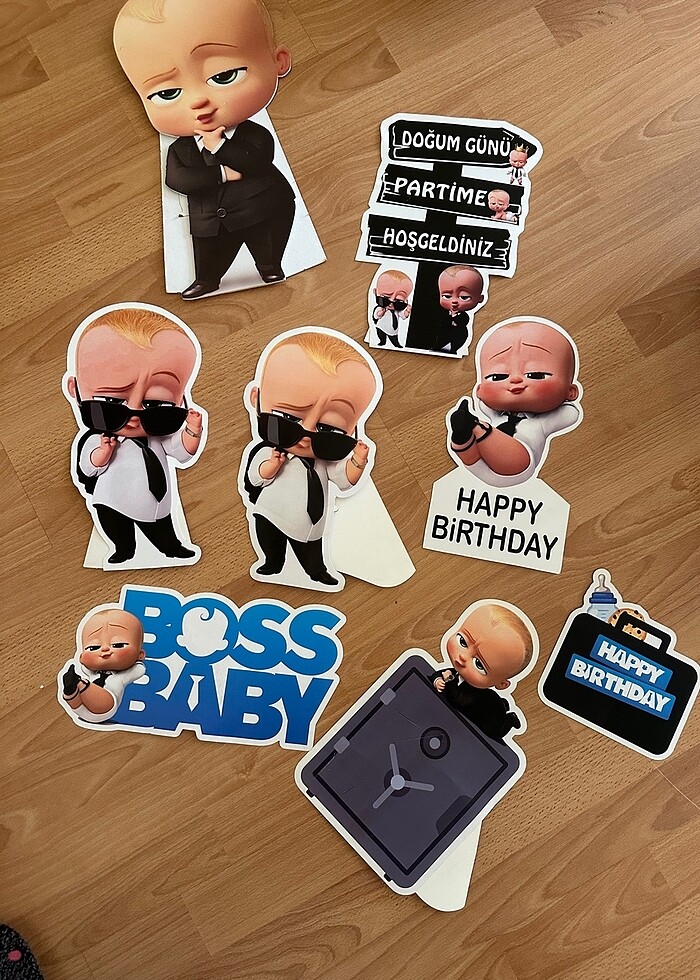 Boss baby patron bebek doğum günü konsept arka plan - Görsel 2
