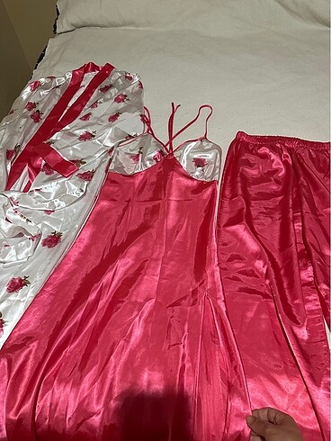 5 parça saten pijama takımı