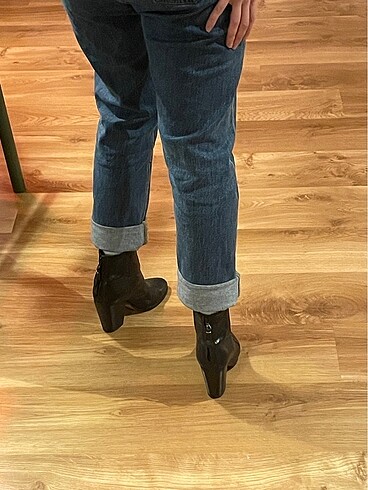 38 Beden siyah Renk Rag & Bone Siyah Deri Kısa Topuklu Bot