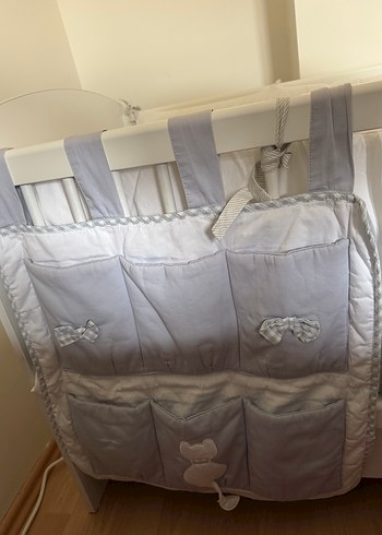 Gri Nakışlı Bebek beşik organizeri - Görsel 6