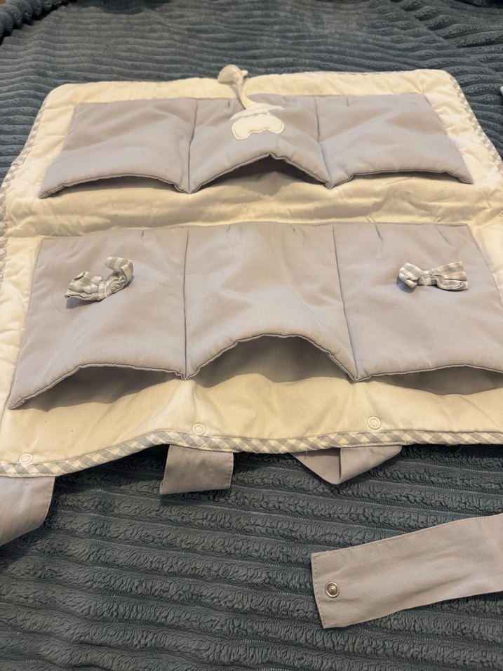 Gri Nakışlı Bebek beşik organizeri - Görsel 2