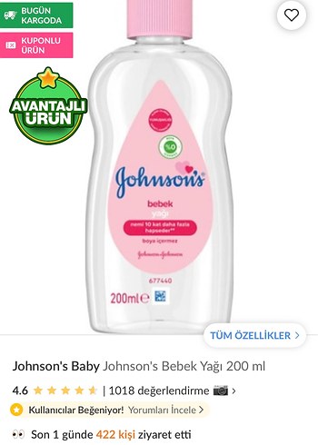 Johnson's Bebek Saç Şampuanı 750 ml+ bebek yağı - Görsel 2