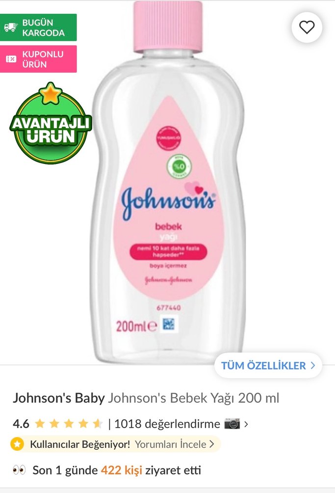 Johnson's Bebek Saç Şampuanı 750 ml+ bebek yağı - Görsel 2