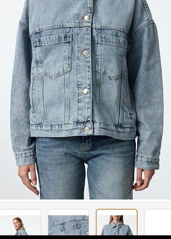 Düğmeli Mavi Kadın Denim Ceket