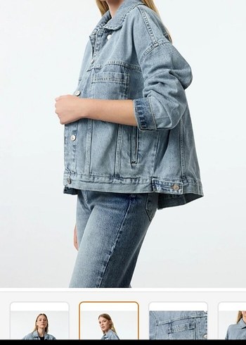 s Beden mavi Renk Düğmeli Mavi Kadın Denim Ceket
