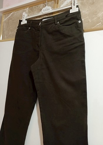 More&More marka Kahverengi Kadın keten Pantolon - Görsel 2