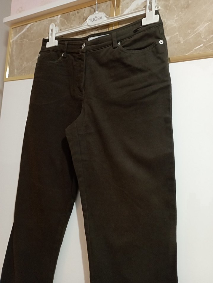 More&More marka Kahverengi Kadın keten Pantolon - Görsel 2