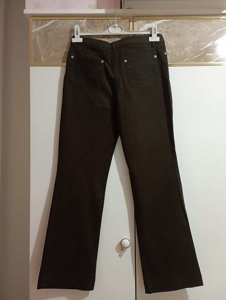 More&More marka Kahverengi Kadın keten Pantolon - Görsel 3